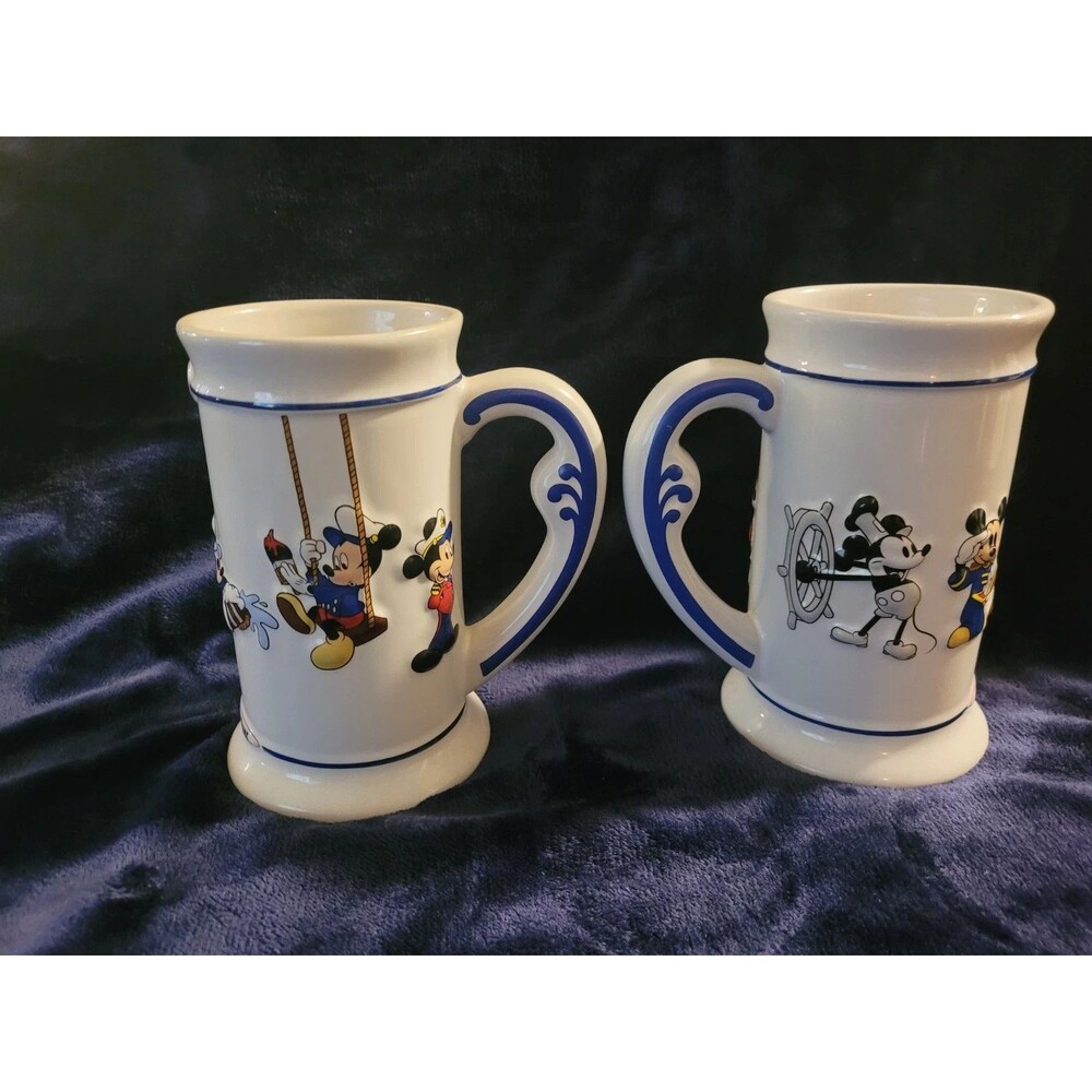 Disney Cruise Line Mickey Through the Years 3D Stein Mugs Set of 2